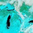 Ice on the Great Lakes seen in a false color infrared satellite image01