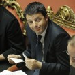 Matteo Renzi in Senato, tra foglietti e pennarelli