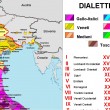 Guarda la mappa dei dialetti italiani, dai Gallo-Italici ai Meridionali Estremi
