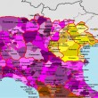 Guarda la mappa dei dialetti italiani, dai Gallo-Italici ai Meridionali Estremi