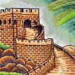 Grande Muraglia ricamata a mano sul tappeto da un disabile cinese