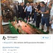 Berlusconi-Sgarbi all'Expo visitano la donna carota nuda