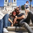 Ambra Angioini in piazza di Spagna col nuovo fidanzato Lorenzo Quaglia2