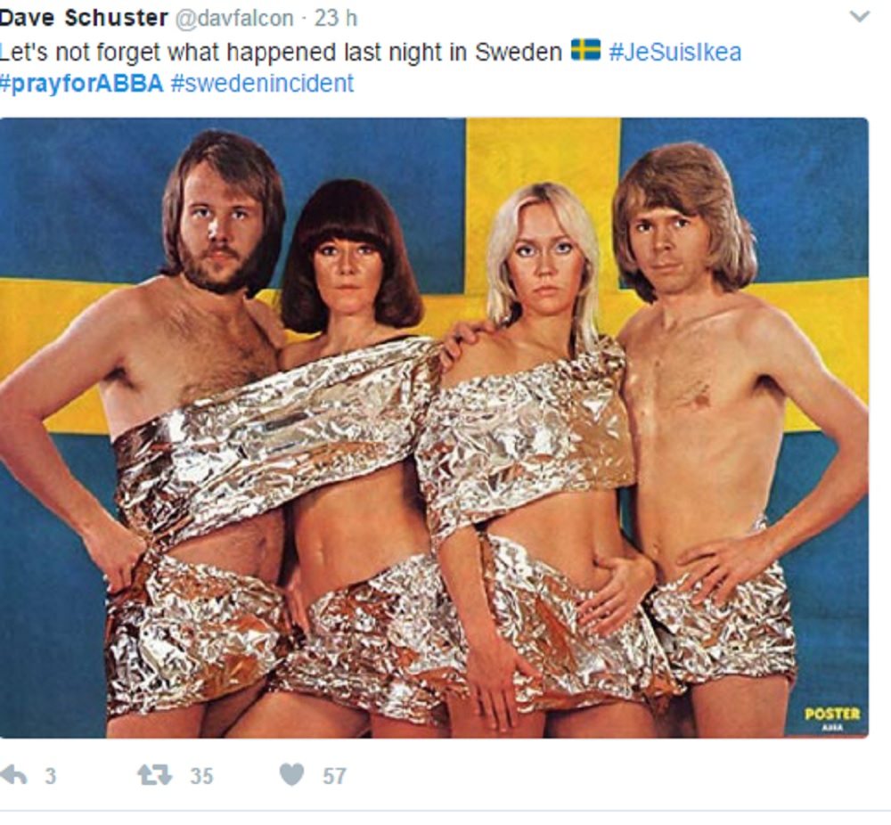 Trump e l'inesistente attacco in Svezia, ironia sul web: "#JesuisIkea", "#PrayforAbba" FOTO12