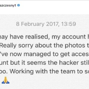 Szczesny, hackerata pagina Instagram portiere della Roma FOTO