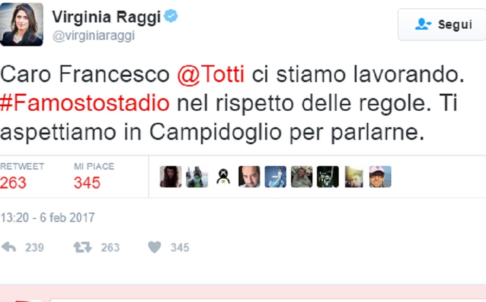 #Famostostadio: Totti e Spalletti lanciano la crociata, la Raggi risponde