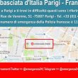 L'annuncio pubblicato su Twitter per gli italiani a Parigi