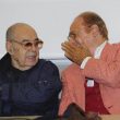 Renzo Arbore (d) e Gianni Boncompagni, durante la lezione speciale per celebrare i 50 anni del programma radiofonico ''Bandiera Gialla''