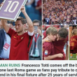 Francesco Totti, i giornali stranieri celebrano il Capitano 06