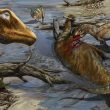 Una rappresentazione del nuovo dinosauro nel Giurassico
