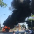 Bari, bus senza passeggeri in fiamme FOTO Autista lievemente ustionato