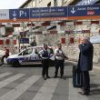 French police officers patrol outside the Marseille railway station, Sunday, Oct. 1, 2017. French police warn people to avoid Marseille's main train station amid reports of knife attack, assailant shot dead. (ANSA/AP Photo/Claude Paris) [CopyrightNotice: Copyright 2017 The Associated Press. All rights reserved.]
