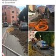 Roma, lo scavo stradale gira intorno all'auto parcheggiata FOTO
