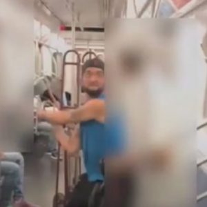 Uomo spranga metro New York