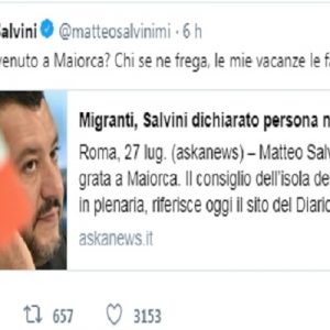 Salvini tweet Maiorca