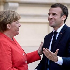 Emmanuel Macron e Angela Merkel (foto Ansa)