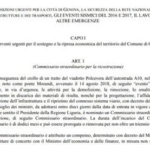 Genova, ecco il decreto: Autostrade non potrà ricostruire il ponte