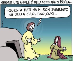 25 aprile, Don Giovanni Berti disegna Gesù partigiano: la vignetta divide il web