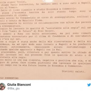 Paolo Sorrentino, la lettera inedita a Massimo Troisi: "Mi piacerebbe lavorare con lei"