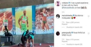 Cristiano Ronaldo si allena con il velocista Obikwelu, la foto su Instagram