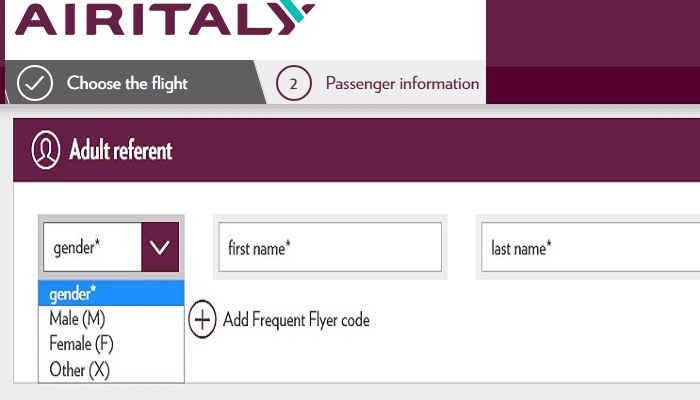 Air Italy: uomo, donna o X? Sui biglietti la parità di genere 