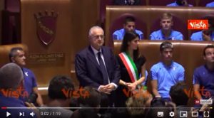 Lazio premiata in Campidoglio da Virginia Raggi per trionfo in Coppa Italia VIDEO