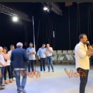 Salvini parla ad Adro in provincia di Brescia