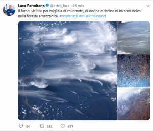 Amazzonia in fiamme, Luca Parmitano pubblica le foto dalla Stazione spaziale