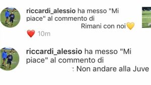 Calciomercato Juventus Riccardi like Instagram tifosi Roma