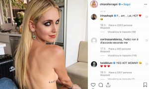Chiara Ferragni in topless prende in giro gli haters: "Ma sei una mamma". Heidi Kum e Irina Shayk apprezzano