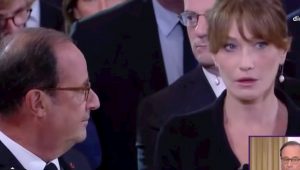 Carla Bruni e Francois Hollande ai funerali di Jacques Chirac