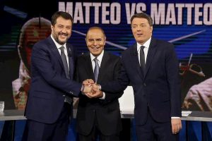 Salvini, Vespa e Renzi (Ansa)