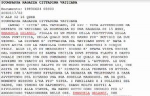 Mirella Gregori, Emanuela Orlandi: chi le rapì in Vaticano? Un network internazionale? Ogni anno in Italia spariscono 200 minorenni...