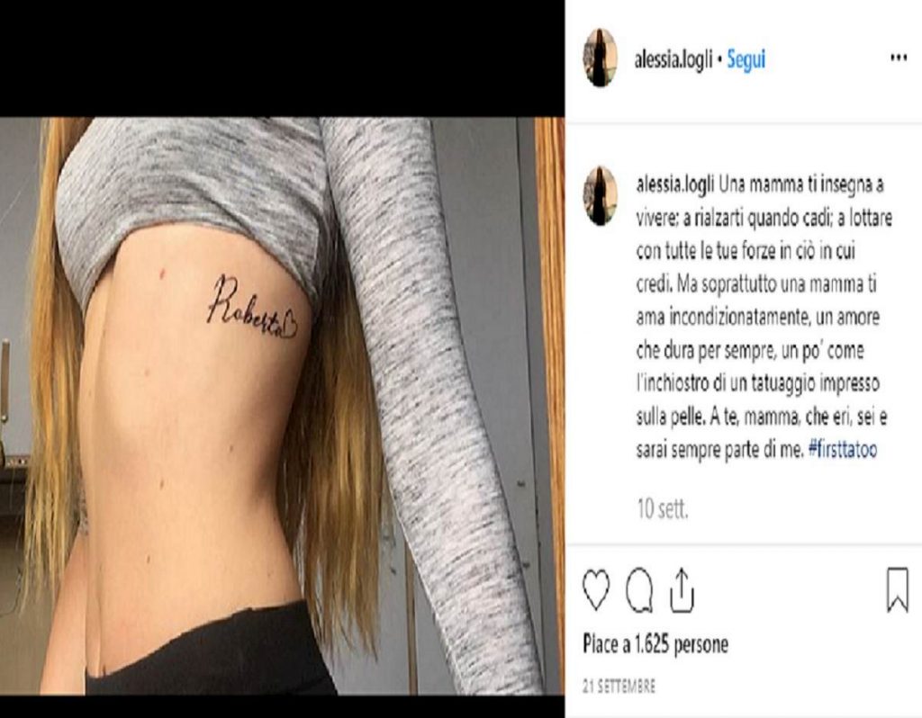 alessia logli tatuaggio madre instagram
