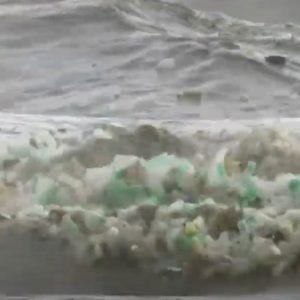 Sudafrica, onde del mare piene di bottigliette di plastica, come fossero schiuma VIDEO