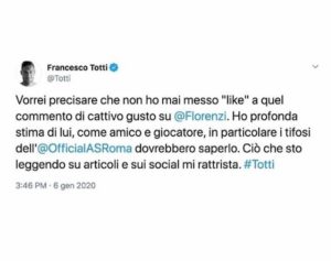 Totti, like a post contro Florenzi? Arriva la smentita su Instagram