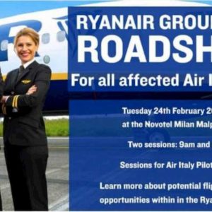 Air Italy, Ryanair recluta i piloti in liquidazione a Malpensa