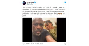 Idris Elba positivo coronavirus: annuncio su Twitter