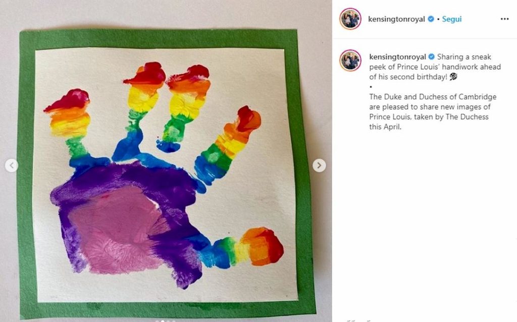La mano color arcobaleno di Louis (Instagram)
