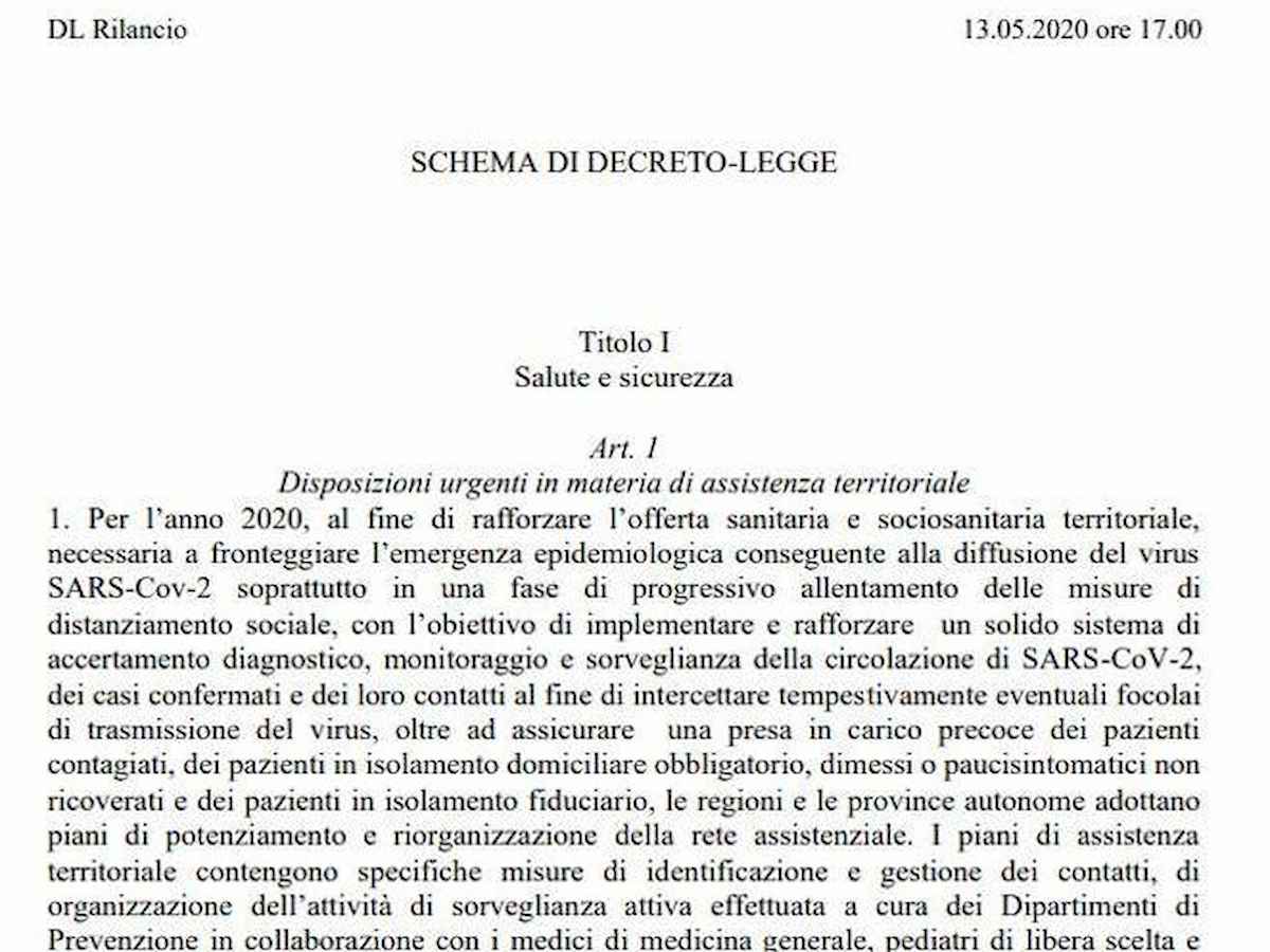 Decreto Rilancio, tutte le misure. Il testo integrale PDF