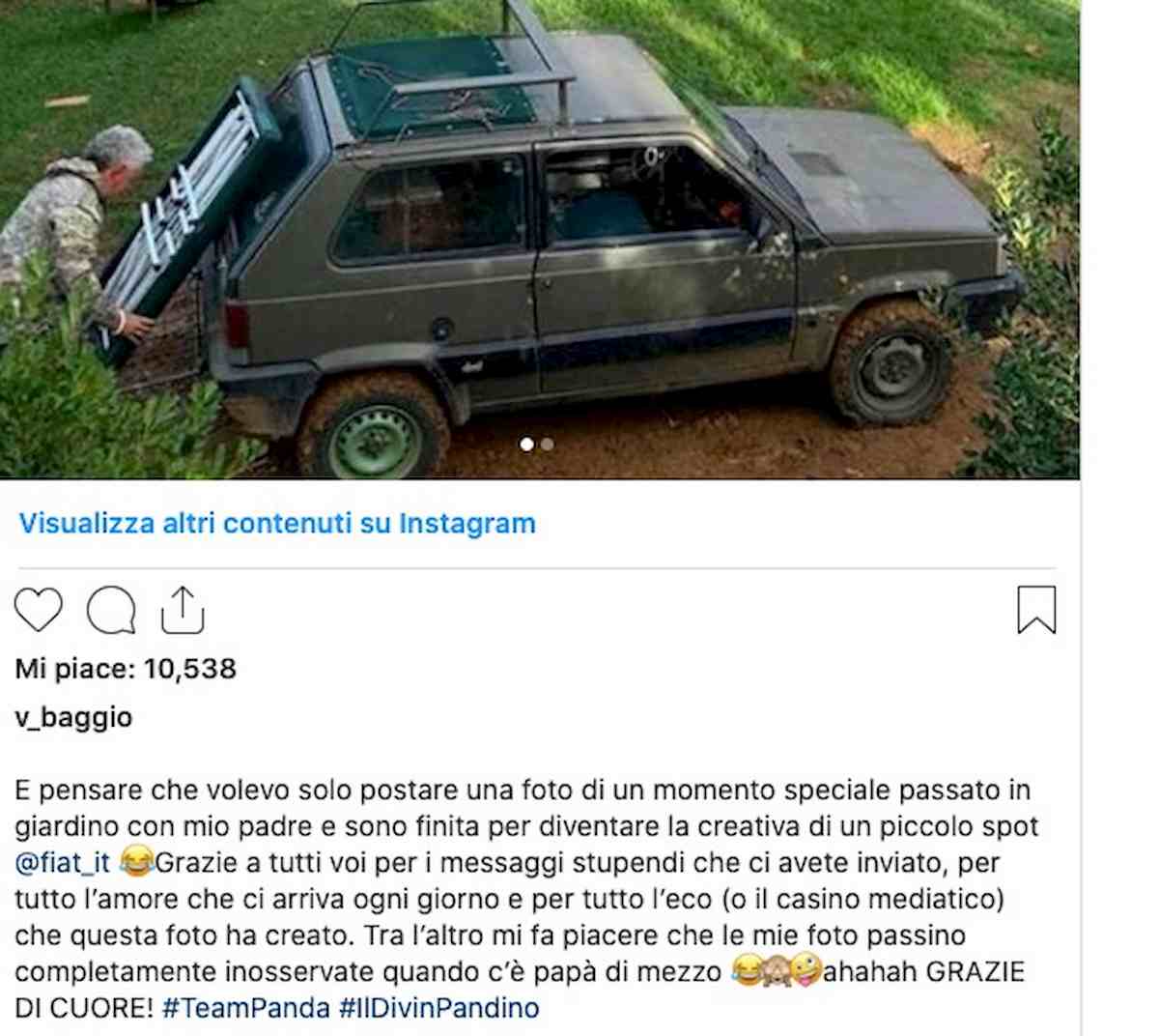 Roberto Baggio in campagna con una Panda 4x4, la foto della figlia diventa spot Fiat