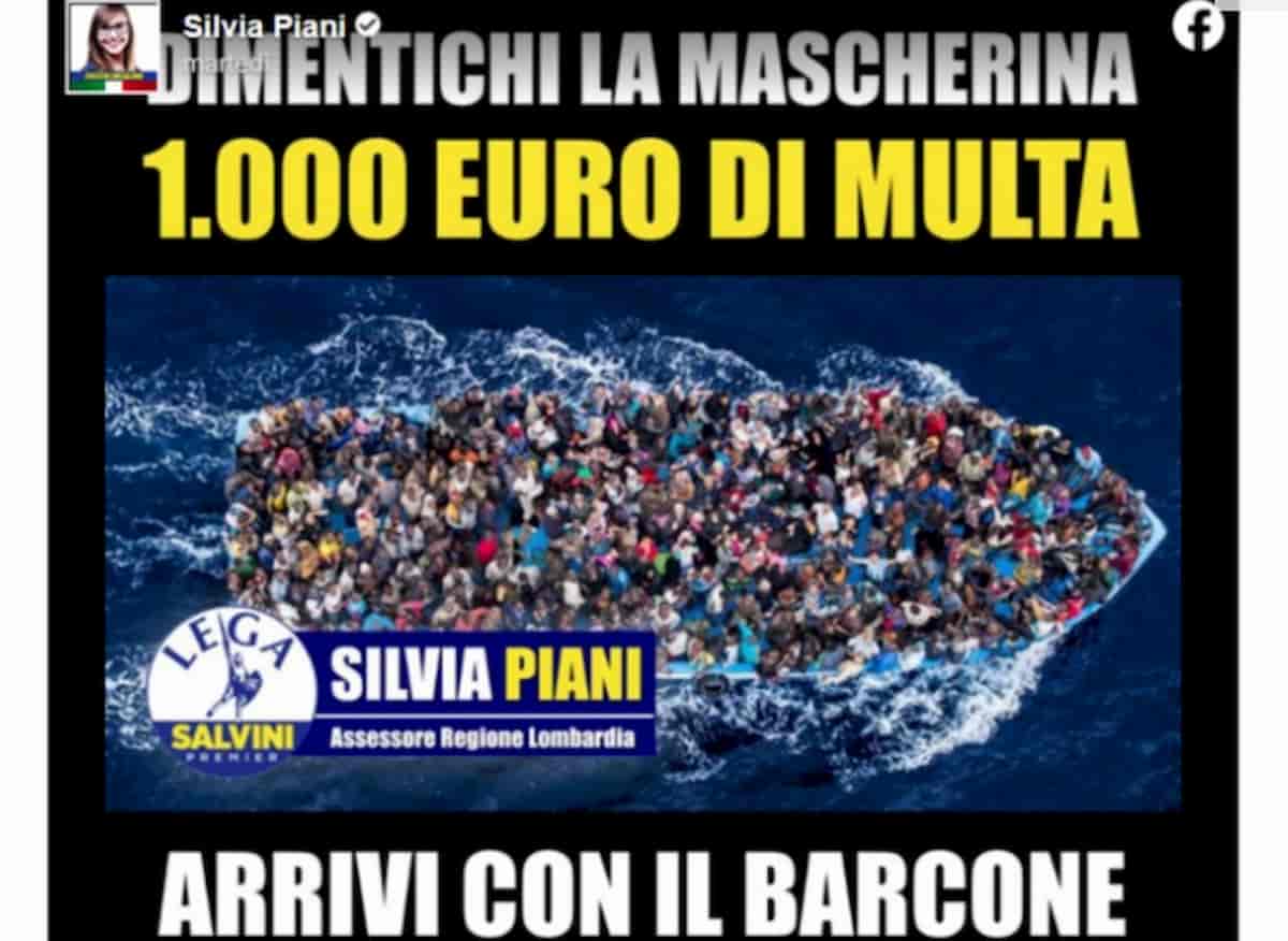 Silvia Piani, assessore Lega in Lombardia, e il post sui migranti e la multa per la mascherina