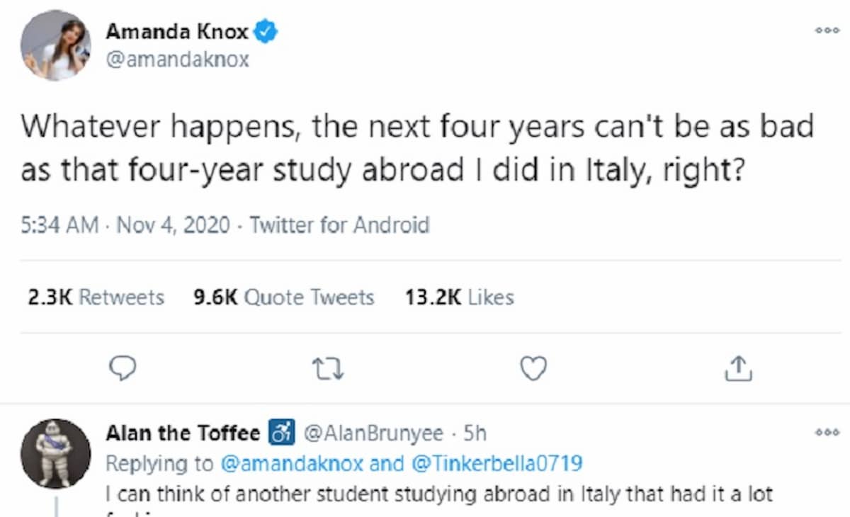 Amanda Knox e il tweet sulle elezioni Usa: "Chiunque vinca, sarà meglio dei miei 4 anni in Italia"