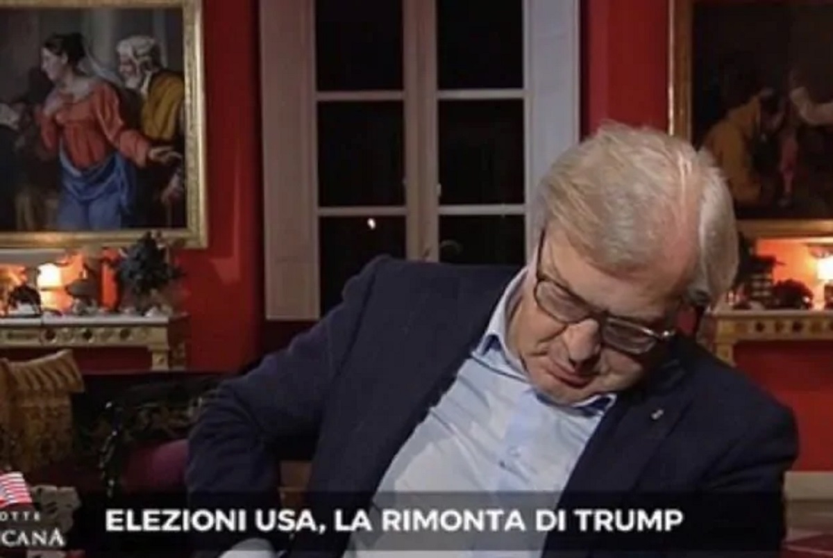 Vittorio Sgarbi si addormenta in diretta durante lo speciale sulle elezioni Usa