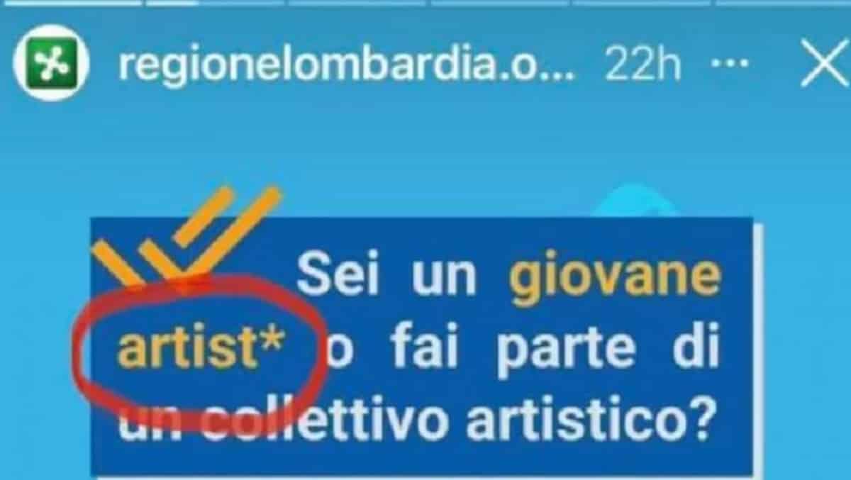 Regione Lombardia, asterisco per artist*: volontà di linguaggio inclusivo, ma artisto non esiste