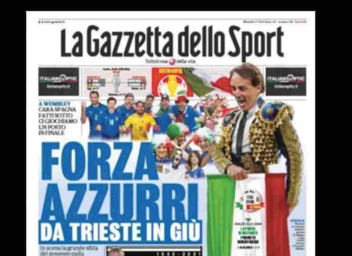 Italia-Spagna, i quotidiani sportivi omaggiano Raffaella Carrà con i loro titoli in apertura