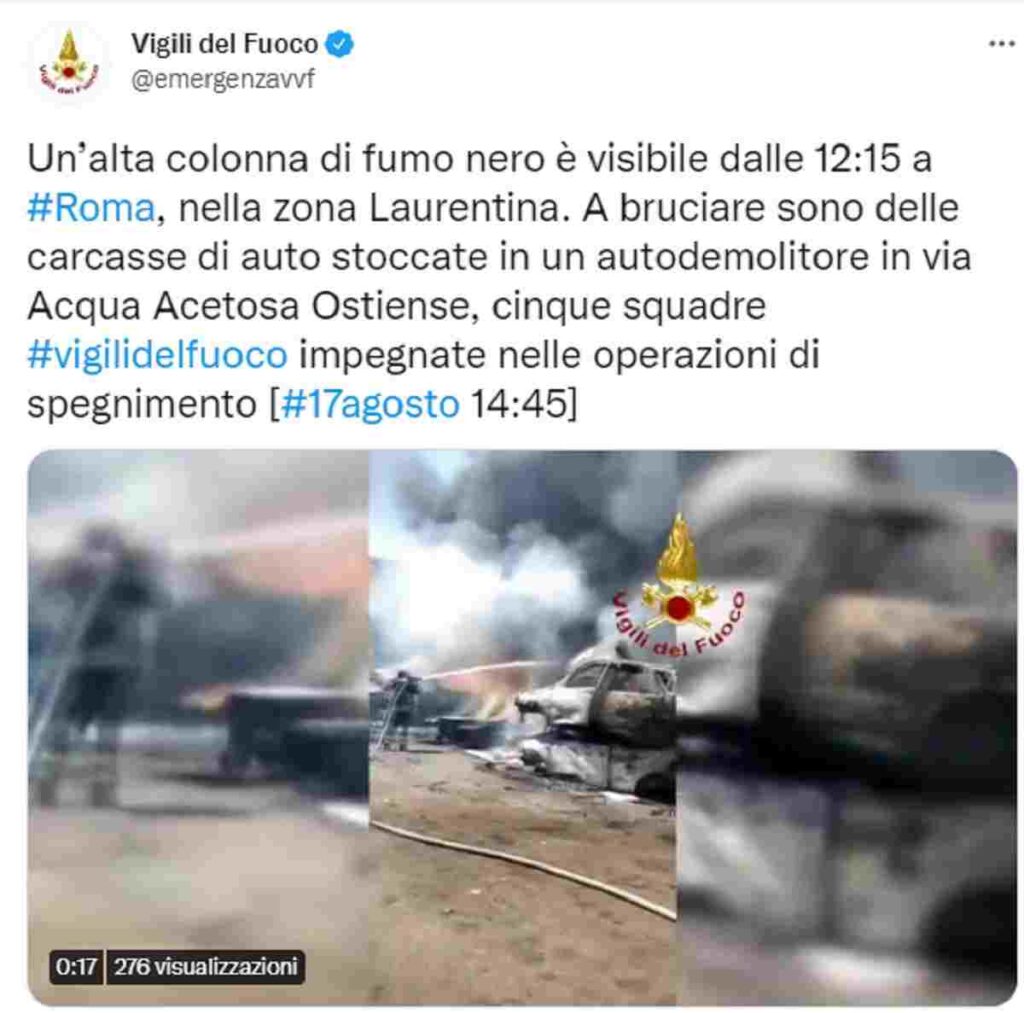 vigli del fuoco roma, twitter 