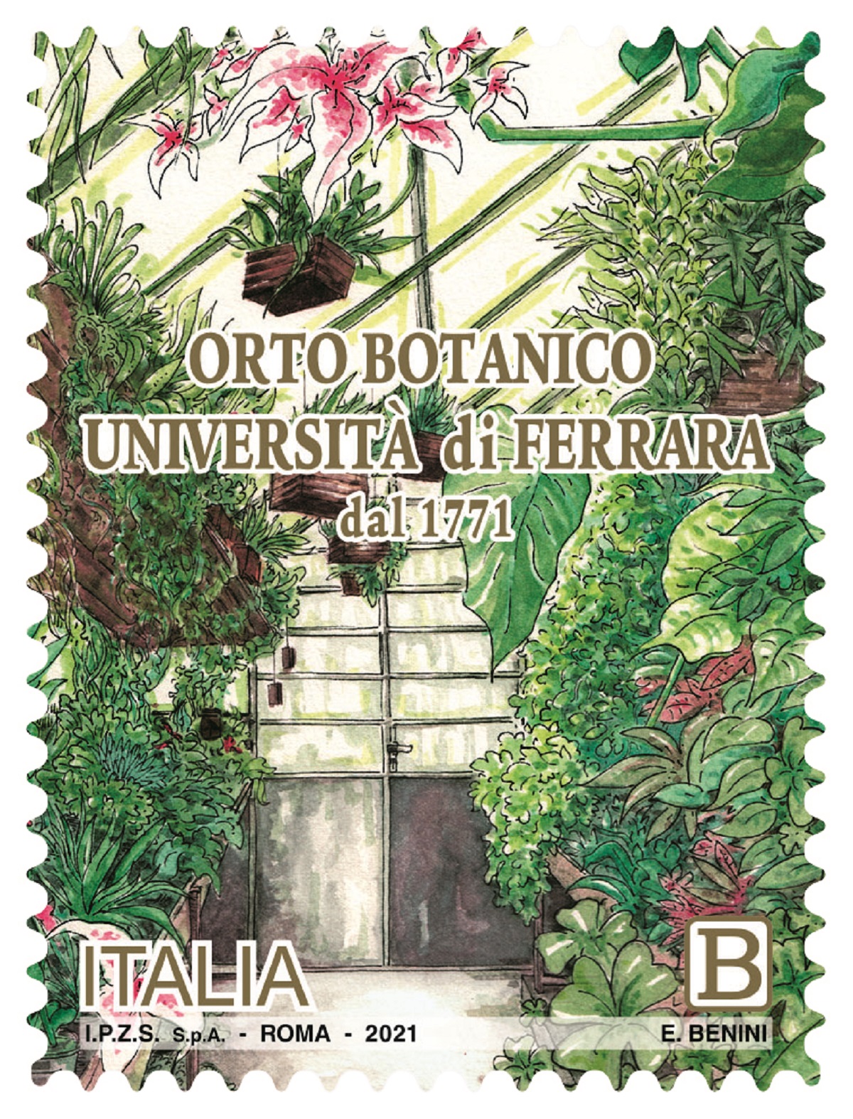 Poste Italiane, francobollo dedicato all'Orto Botanico dell'Università di Ferrara