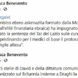 Francesca Benevento candidata pro Michetti: Speranza ebreo, microchip nei vaccini