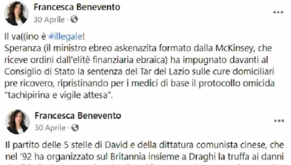 Francesca Benevento candidata pro Michetti: Speranza ebreo, microchip nei vaccini